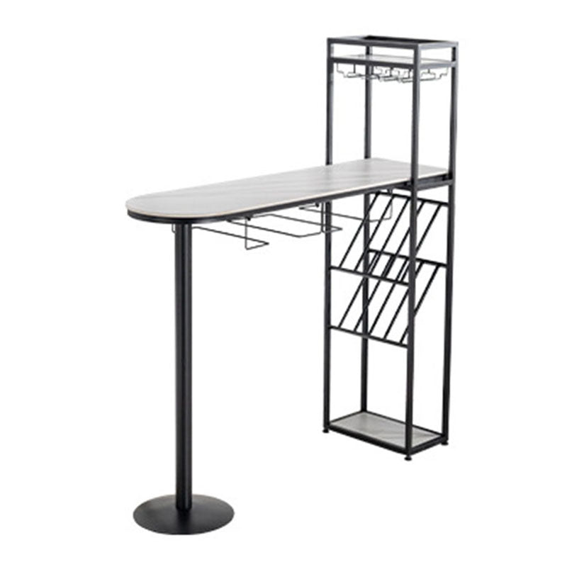 Nordic Style Bar Table Stone Top Pub Table with Wine Cabinet for Dining Room