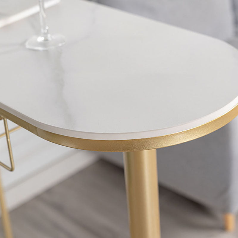 Nordic Style Bar Table Stone Top Pub Table with Wine Cabinet for Dining Room