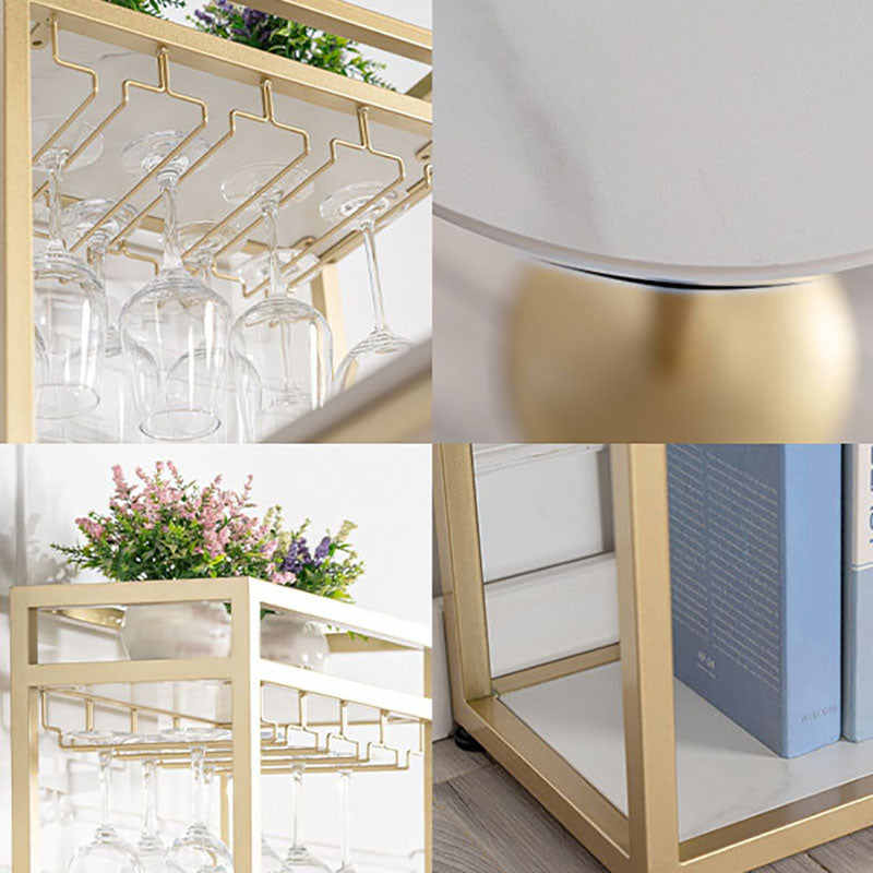 Nordic Style Bar Table Stone Top Pub Table with Wine Cabinet for Dining Room