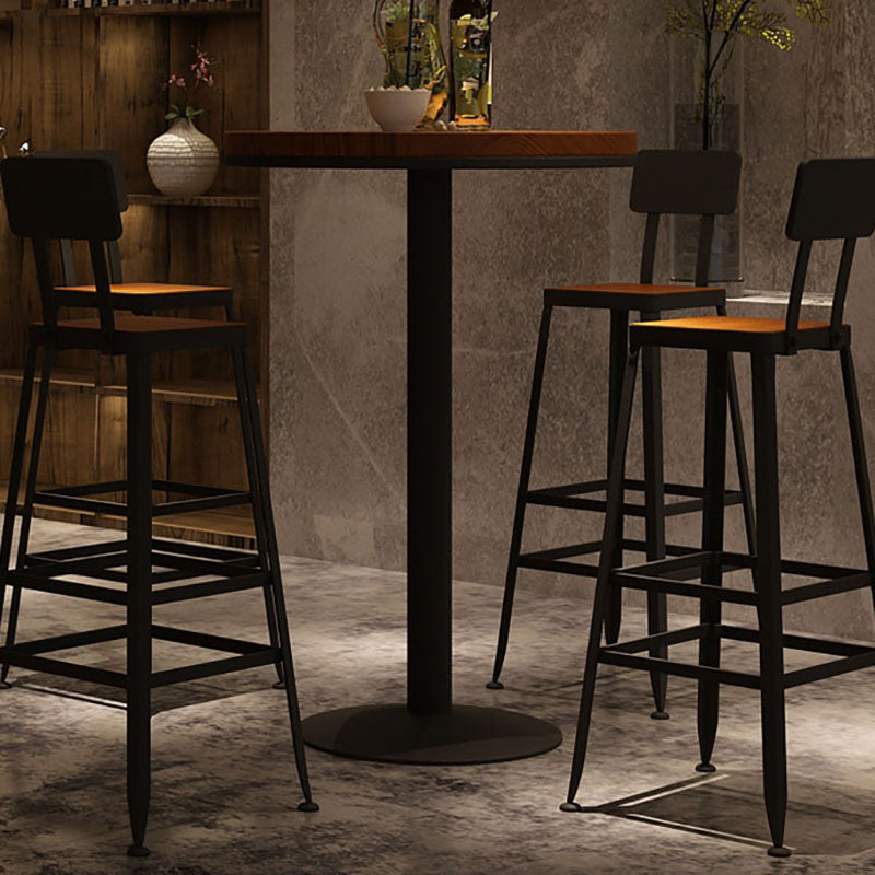 Industrial Wood Top Counter Table Black Metal Base Table for Coffee Shop