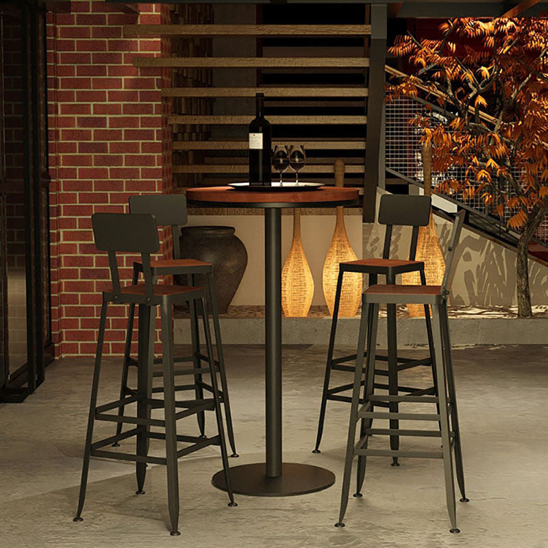 Industrial Wood Top Counter Table Black Metal Base Table for Coffee Shop