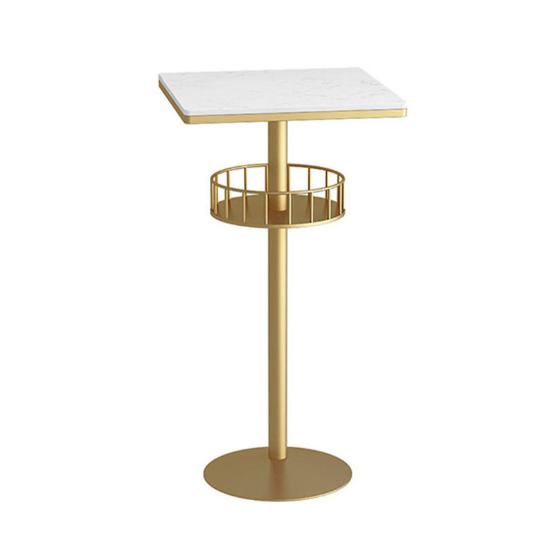 Marble Indoor Glam Bar Dining Table Iron Bistro Table with Single Pedestal