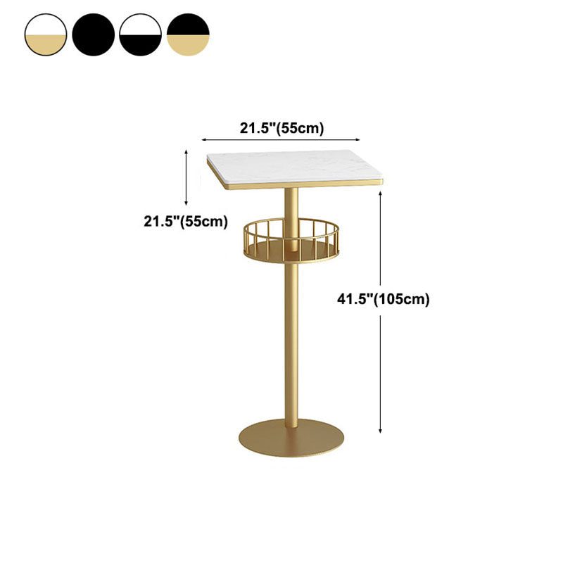Marble Indoor Glam Bar Dining Table Iron Bistro Table with Single Pedestal