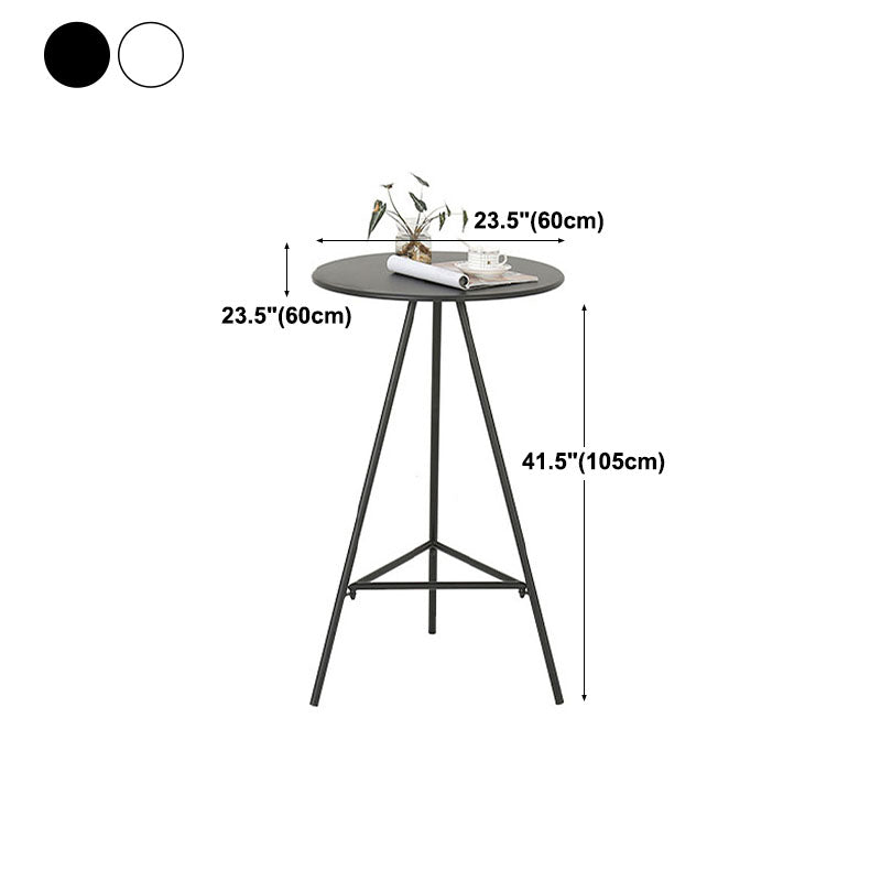 Round Indoor Industrial Bar Dining Table Iron Tripod Pedestal Bistro Table with Footrest
