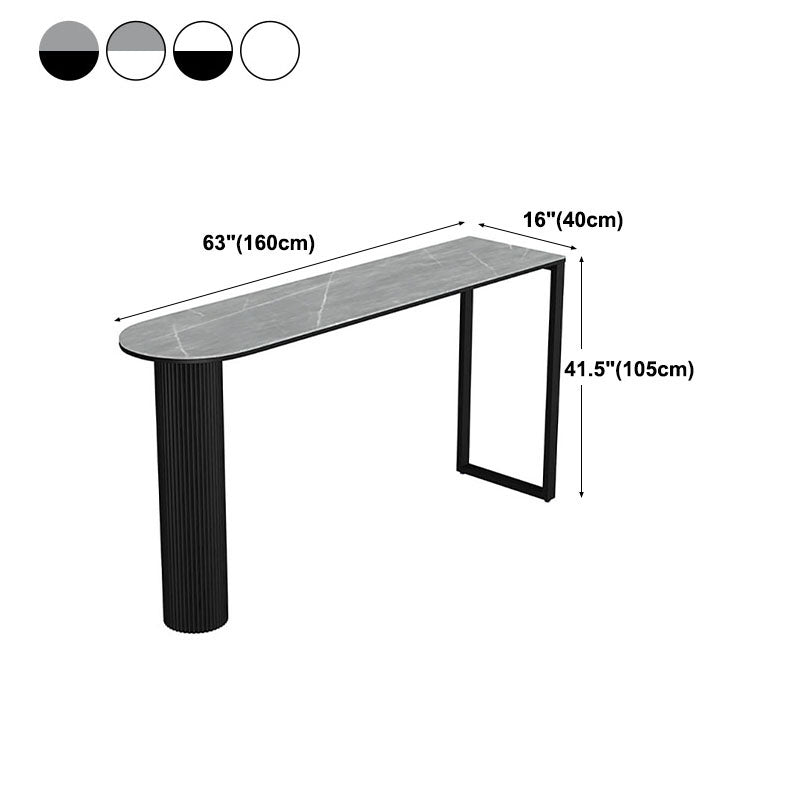 Nordic Glam Style Bar Table Stone and Metal Pub Table- 42"H X 16"W