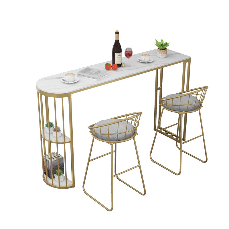 Nordic Glam Style Bar Table 42-inch Height Metal Base Bistro Table for Dining Room
