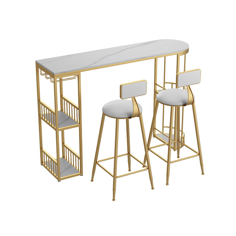 Glam Style Cocktail Bar Table 42-inch Height Metal Base Bar Storage Table