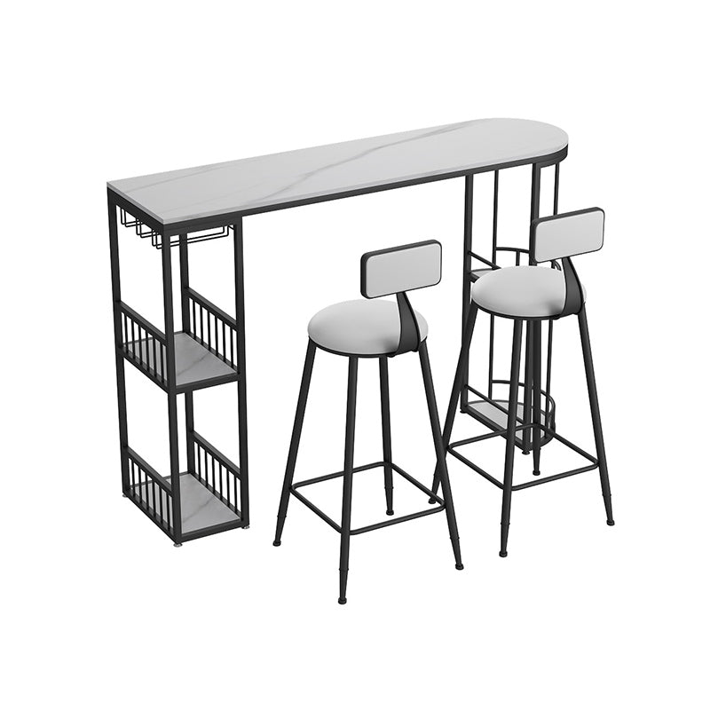 Glam Style Cocktail Bar Table 42-inch Height Metal Base Bar Storage Table