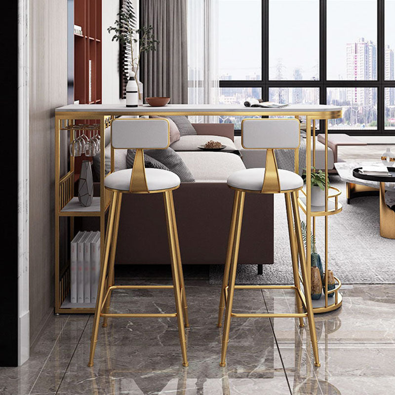 Glam Style Cocktail Bar Table 42-inch Height Metal Base Bar Storage Table