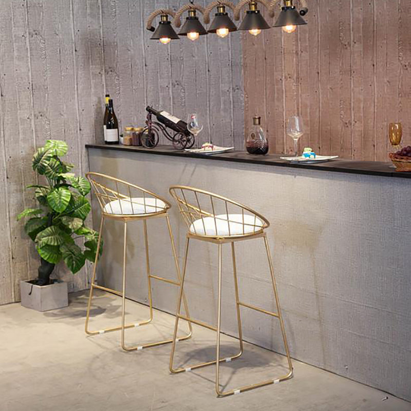 Industrial Gold Bar Table 21.6"W Round Top White Wood Bistro Table for Breakroom