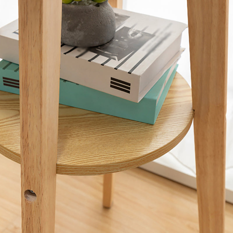 Industrial Natural Wood Bar Table 23.6"W Round Top Bistro Table for Cafe