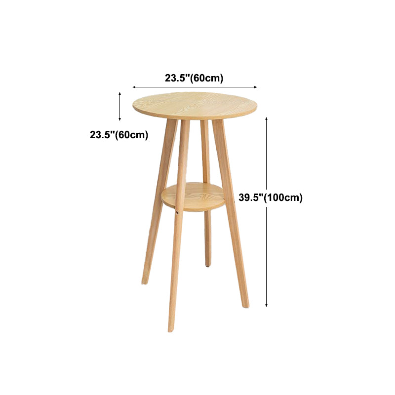 Industrial Natural Wood Bar Table 23.6"W Round Top Bistro Table for Cafe