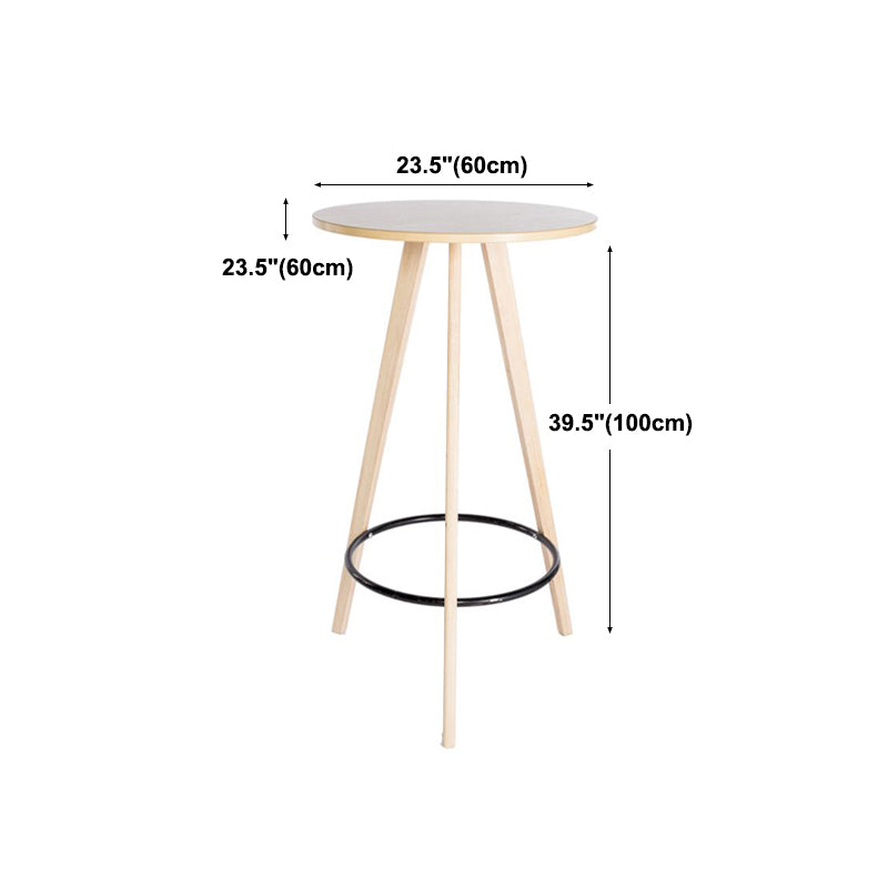 Industrial Natural Wood Bar Table 23.6"W Round Top Bistro Table for Cafe