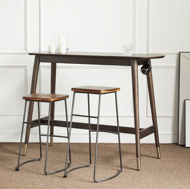 Industrial Wood Trestle Bar Table Specialty Indoor Bistro Table - 53" x 18" x 40"