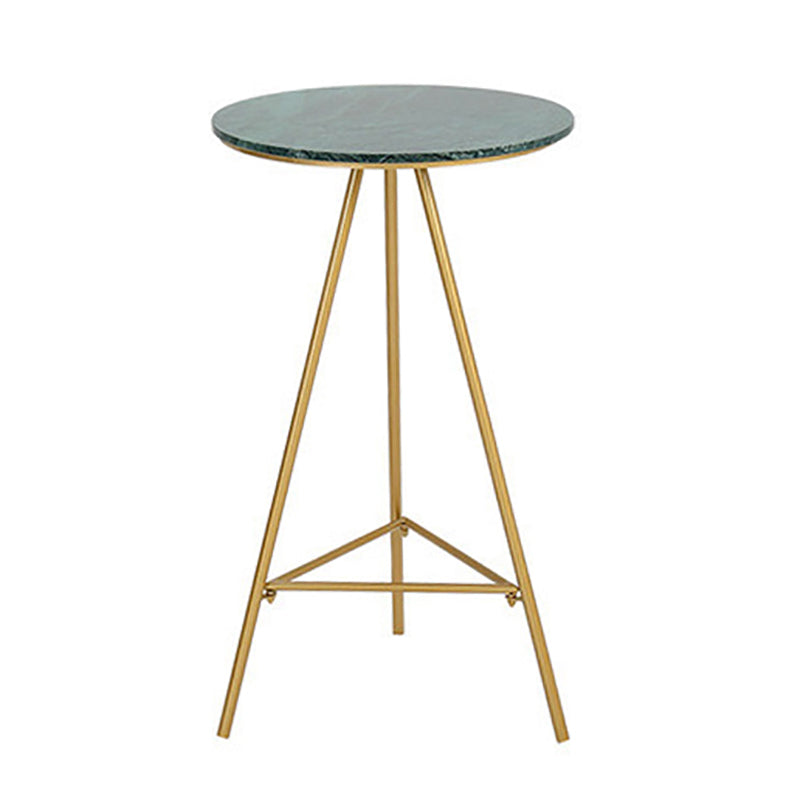Glam Style Gold Iron Bar Table Round Top Marble Indoor Bistro Table - 23.6"W x 41.3"H