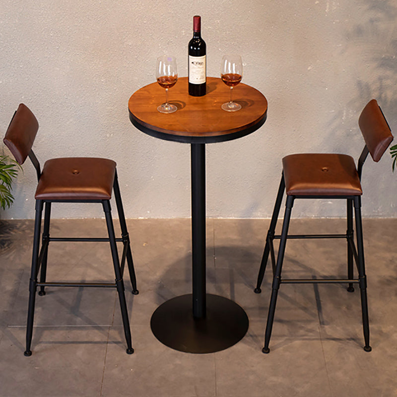 Tabla de barra de hierro negro industrial 21.6 "W Tapa de bistro de madera marrón redonda para cafetería