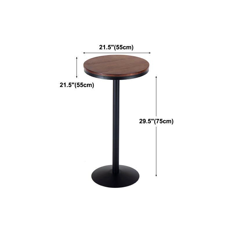 Tabla de barra de hierro negro industrial 21.6 "W Tapa de bistro de madera marrón redonda para cafetería