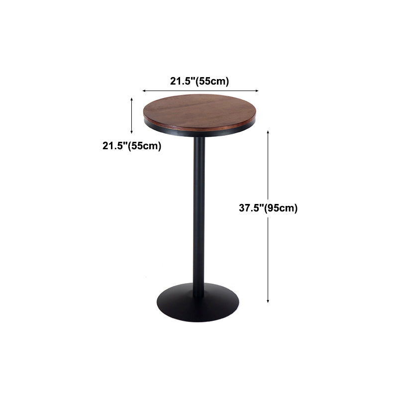 Tabla de barra de hierro negro industrial 21.6 "W Tapa de bistro de madera marrón redonda para cafetería