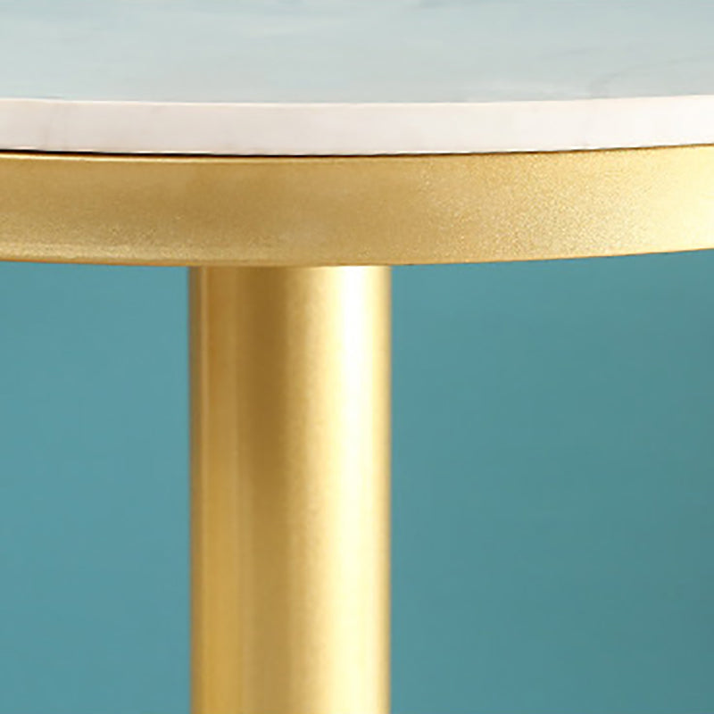 Glam Gold Metal Bar Table 21.6"W Top Marble Bistro Table for Breakroom