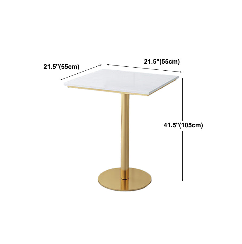 Glam Gold Metal Bar Table 21.6"W Top Marble Bistro Table for Breakroom