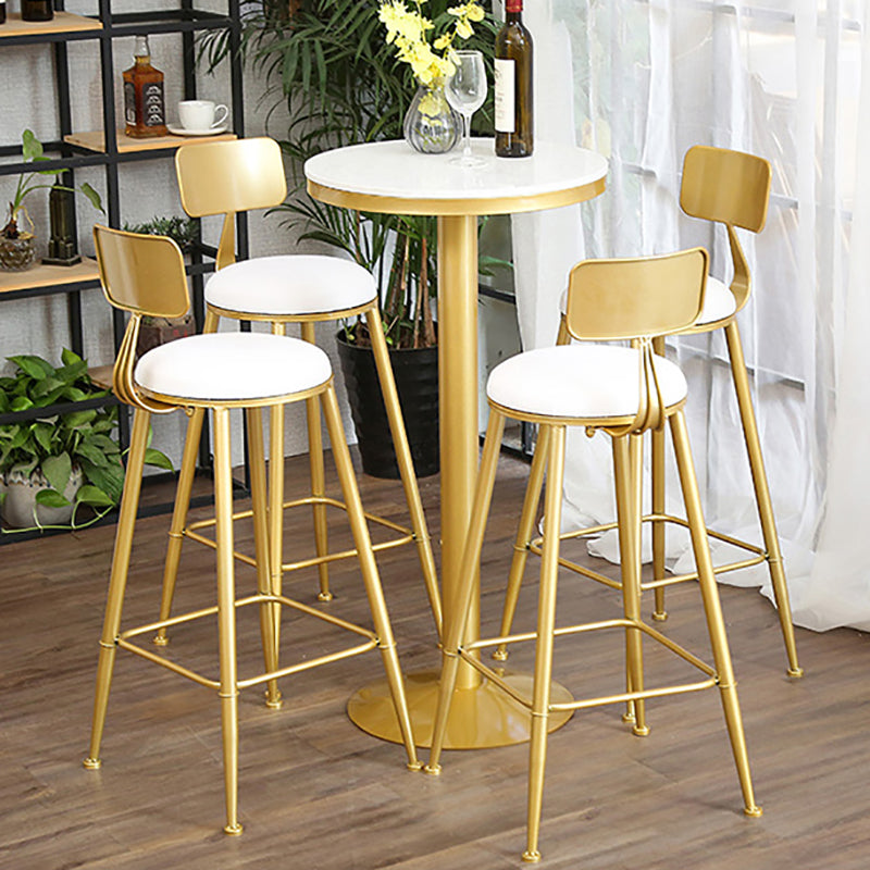 Glam Gold Metal Bar Table 21.6"W Round Top Marble Bistro Table for Breakroom