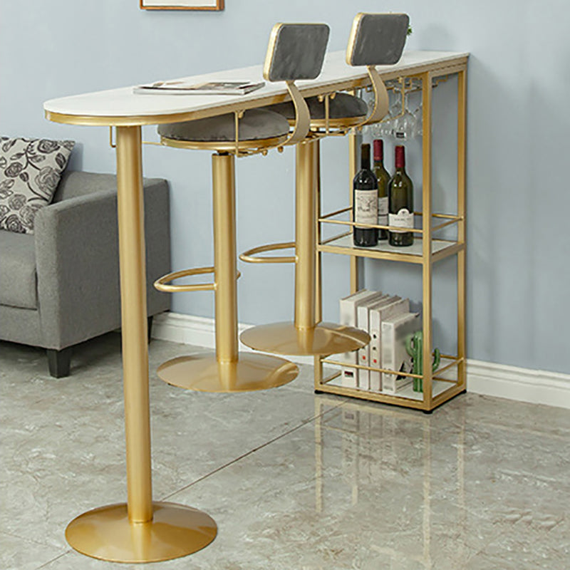 Glam Style 41.3"H Bar Table Marble White Top Specialty Bistro Table in Gold