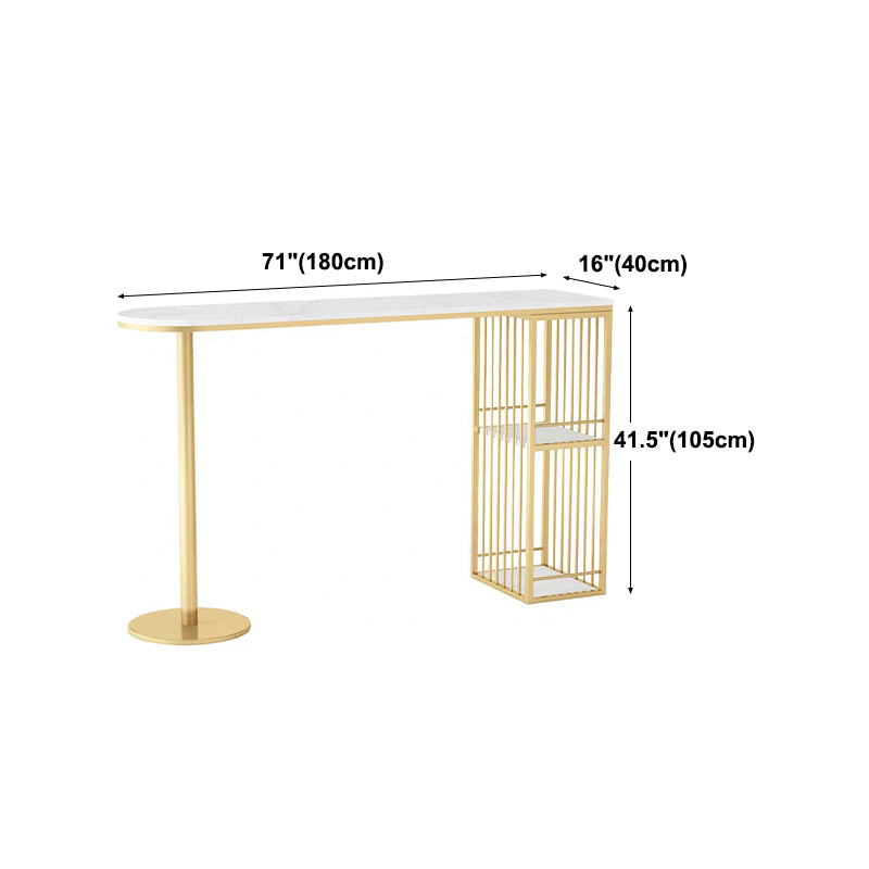 Glam Style 41.3"H Bar Table Marble White Top Specialty Bistro Table in Gold
