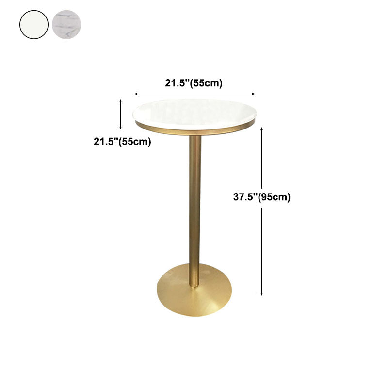 Mesa de barra de metal de oro de estilo glamoroso interior 41.3 "h Table de bistro de pedestal