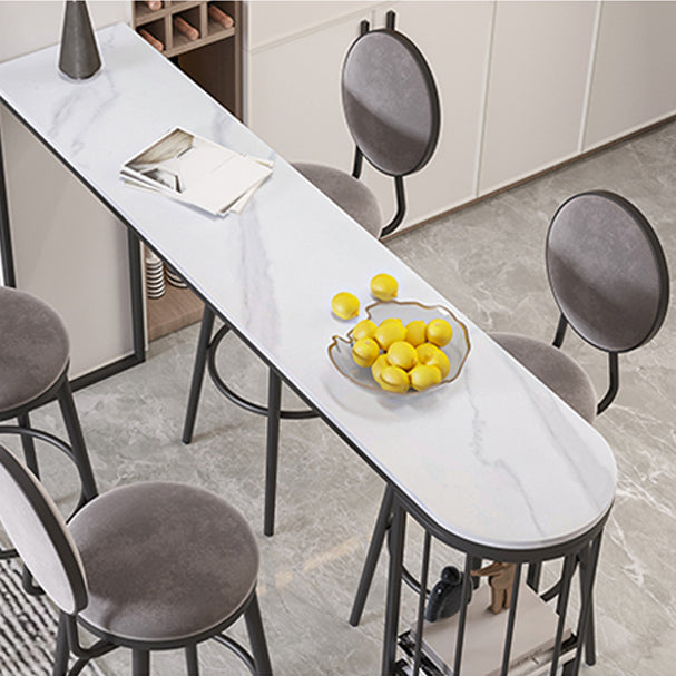 Modern Bar Dining Table Indoor Bar Height Table with Shelves 42-Inch Top in Black