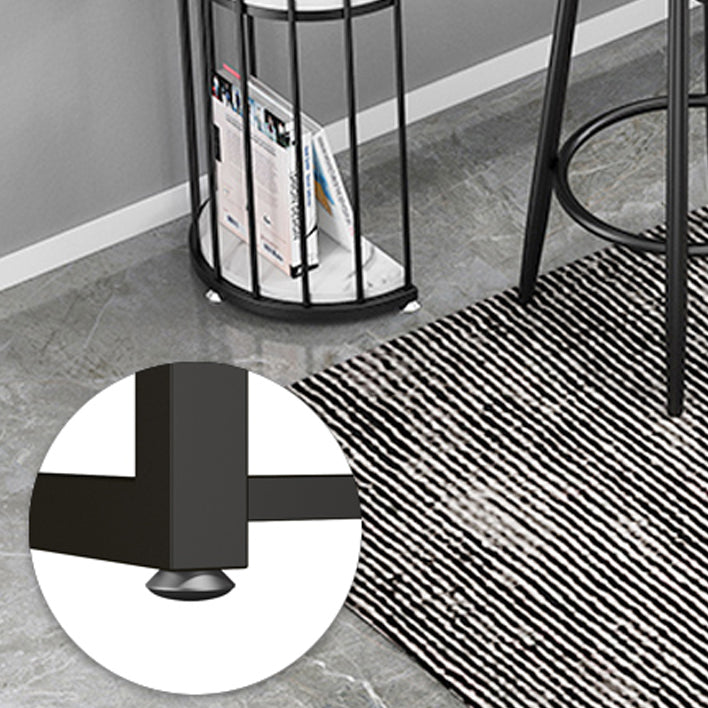 Modern Bar Dining Table Indoor Bar Height Table with Shelves 42-Inch Top in Black