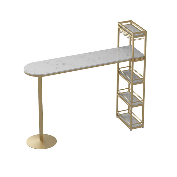 Contemporary Marble Counter Wine Table Double Pedestal Bistro Bar Height Cocktail Table