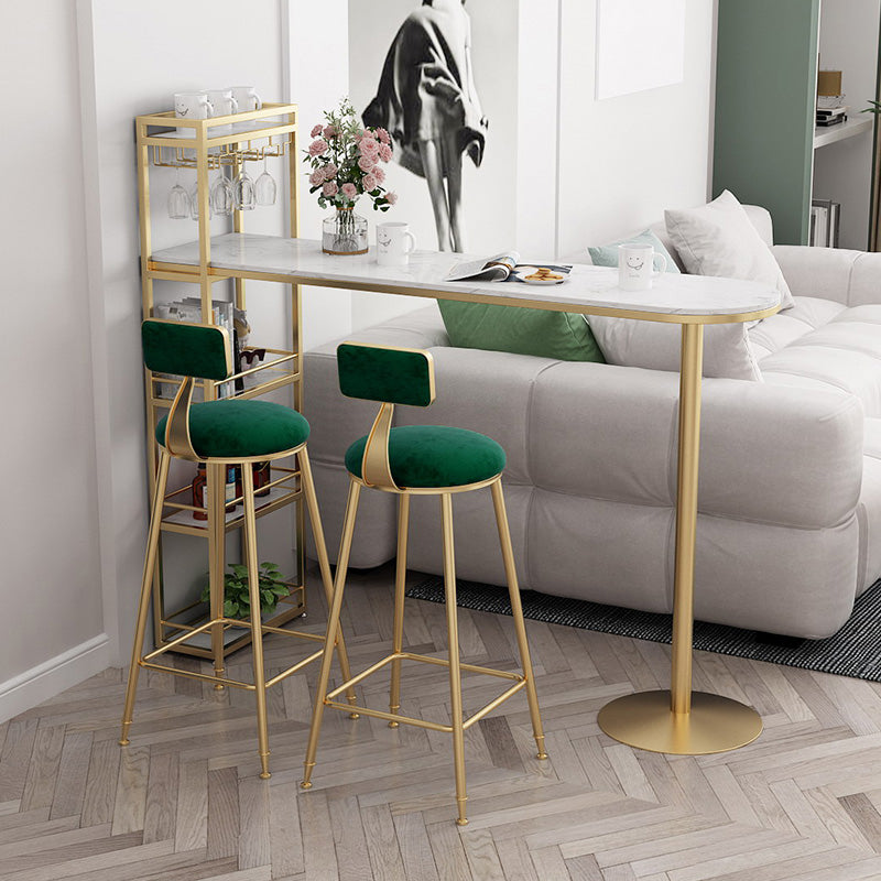 Contemporary Marble Counter Wine Table Double Pedestal Bistro Bar Height Cocktail Table