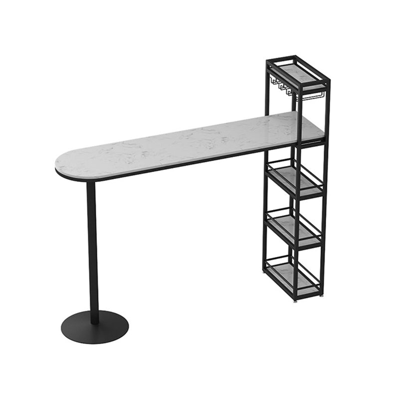 Contemporary Marble Counter Wine Table Double Pedestal Bistro Bar Height Cocktail Table