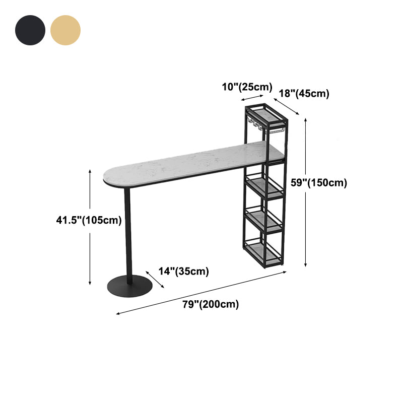 Contemporary Marble Counter Wine Table Double Pedestal Bistro Bar Height Cocktail Table