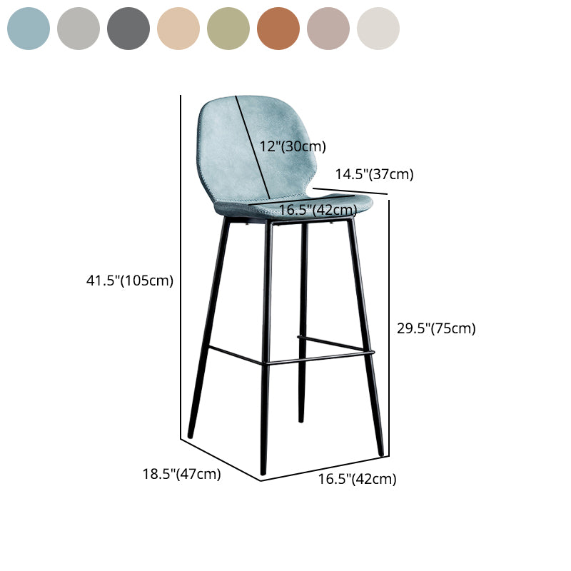 Modern Armless Backrest Counter Stool Iron Bedroom Bar Stool with Leather Cushion