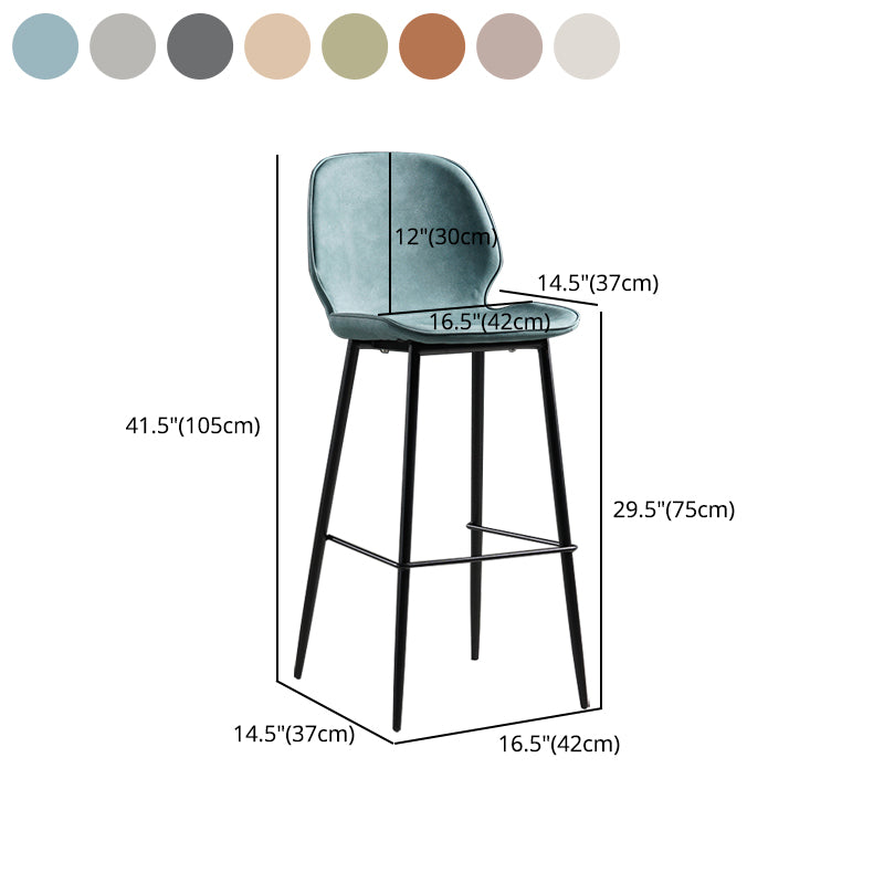 Modern Armless Backrest Counter Stool Iron Bedroom Bar Stool with Leather Cushion
