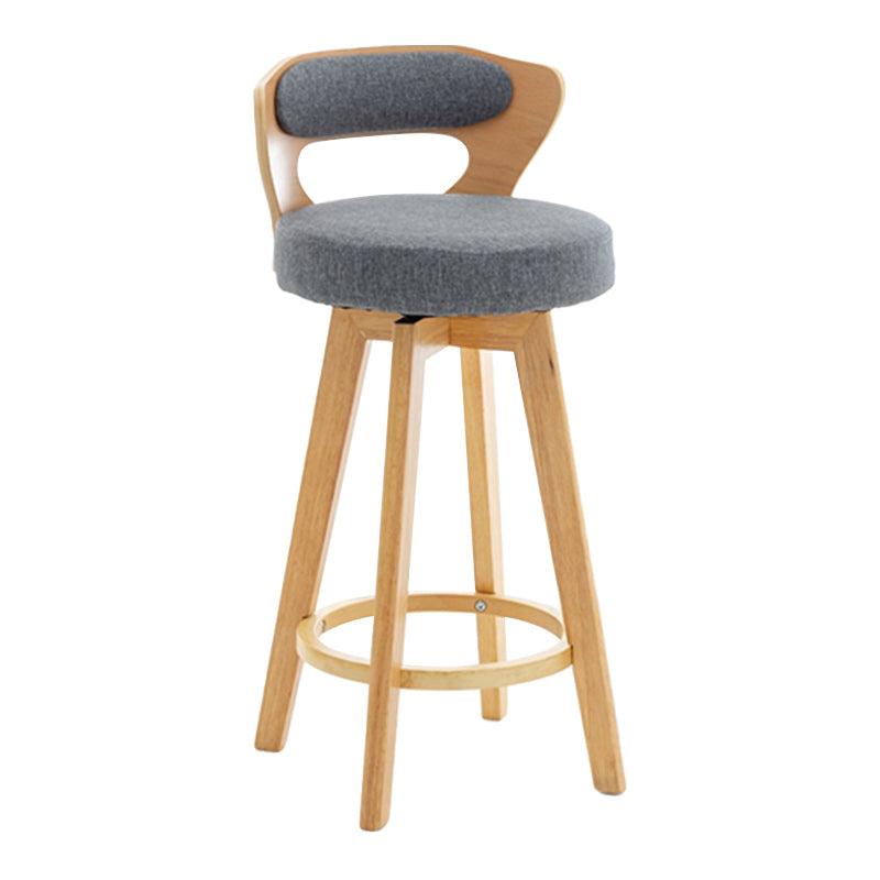 Contemporary Counter Round Bar Stool Armless Wood Bar Stool with Footrest