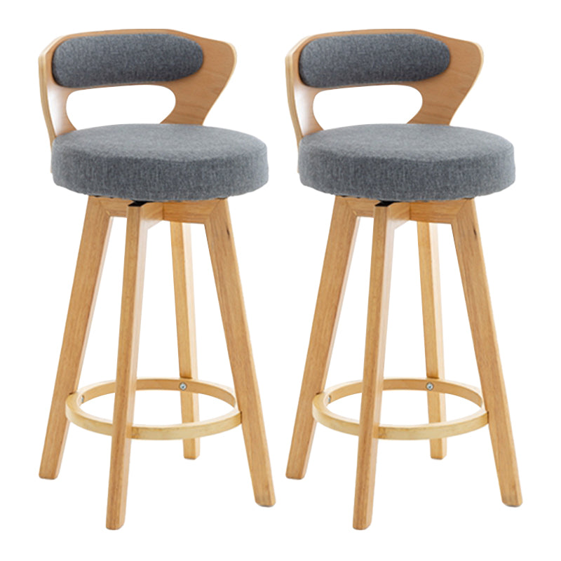 Contemporary Counter Round Bar Stool Armless Wood Bar Stool with Footrest