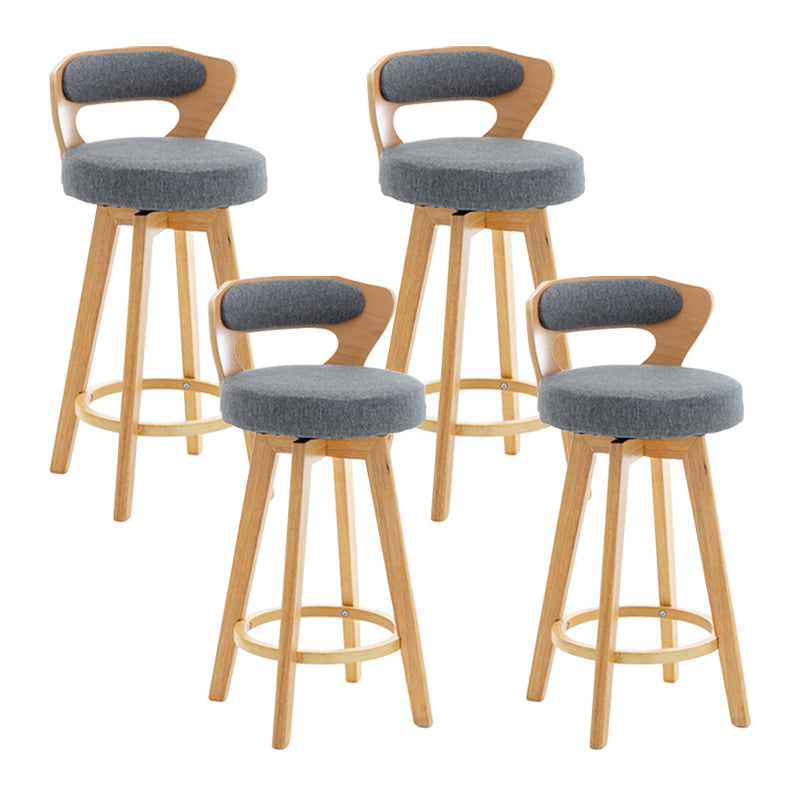 Contemporary Counter Round Bar Stool Armless Wood Bar Stool with Footrest