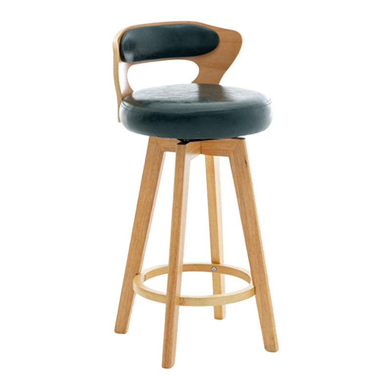 Contemporary Counter Round Bar Stool Armless Wood Bar Stool with Footrest