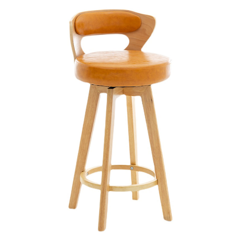 Contemporary Counter Round Bar Stool Armless Wood Bar Stool with Footrest