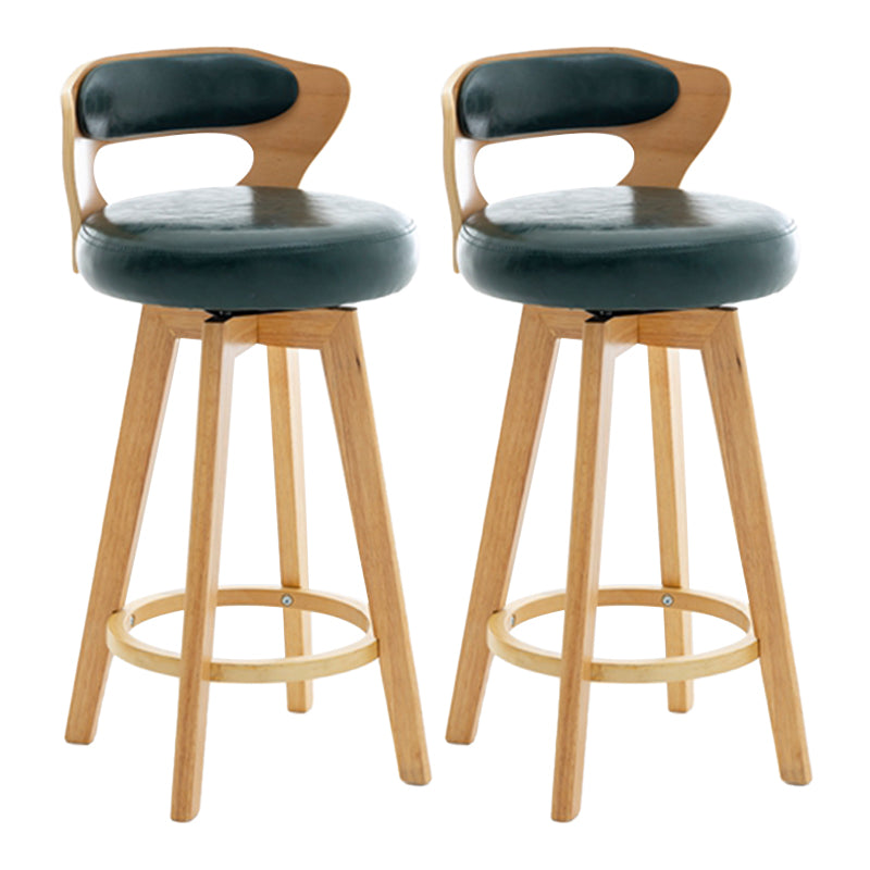 Contemporary Counter Round Bar Stool Armless Wood Bar Stool with Footrest