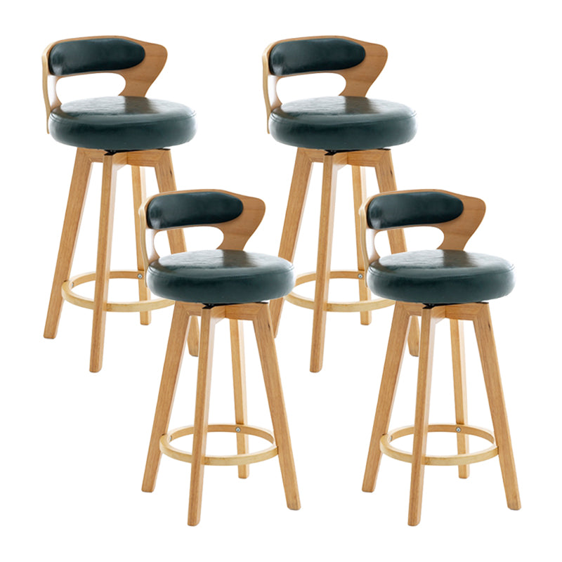 Contemporary Counter Round Bar Stool Armless Wood Bar Stool with Footrest