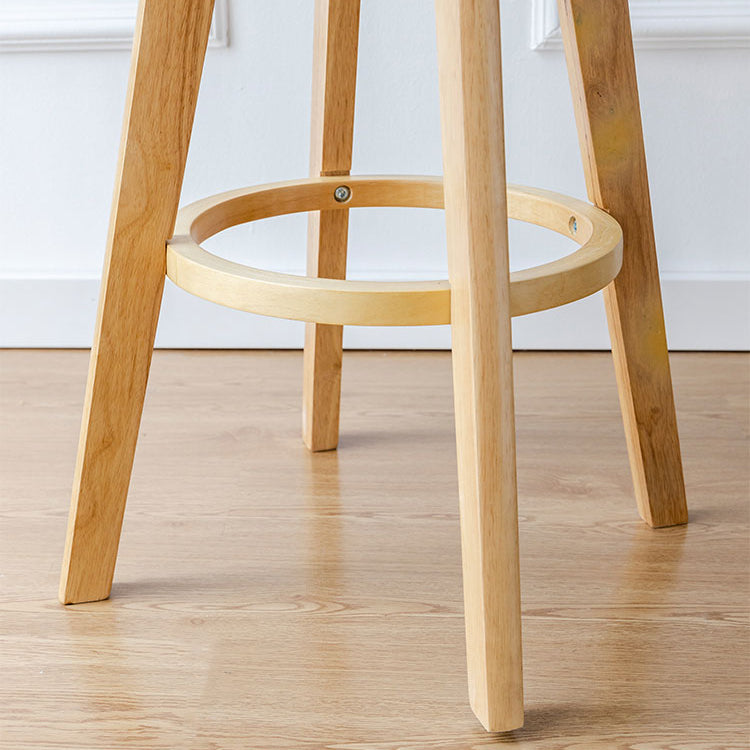 Contemporary Counter Round Bar Stool Armless Wood Bar Stool with Footrest