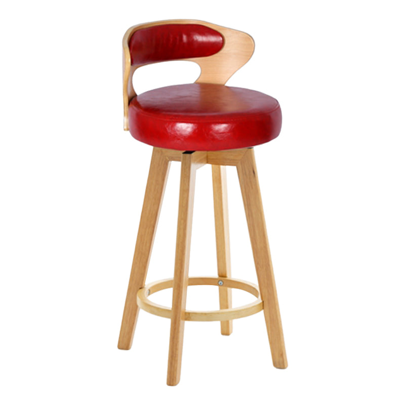 Contemporary Counter Round Bar Stool Armless Wood Bar Stool with Footrest