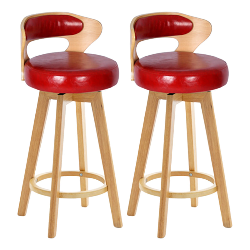 Contemporary Counter Round Bar Stool Armless Wood Bar Stool with Footrest