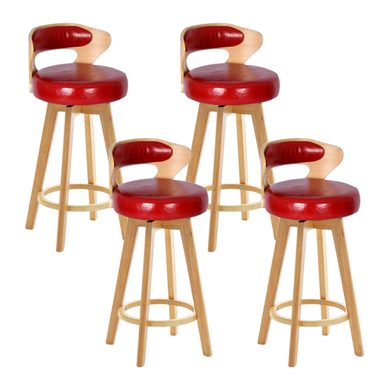 Contemporary Counter Round Bar Stool Armless Wood Bar Stool with Footrest