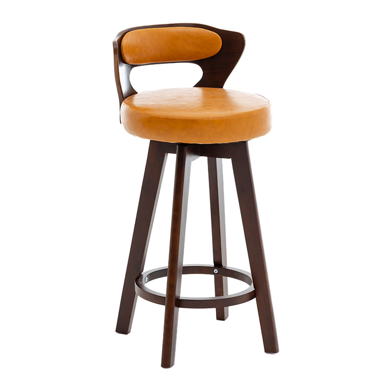 Contemporary Counter Round Bar Stool Armless Wood Bar Stool with Footrest