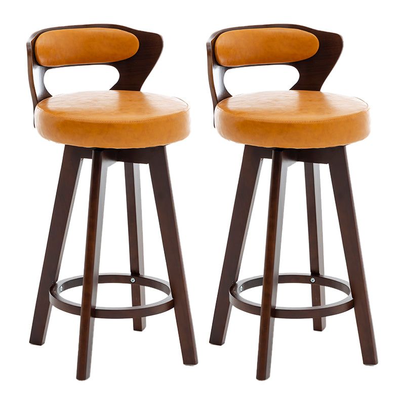 Contemporary Counter Round Bar Stool Armless Wood Bar Stool with Footrest