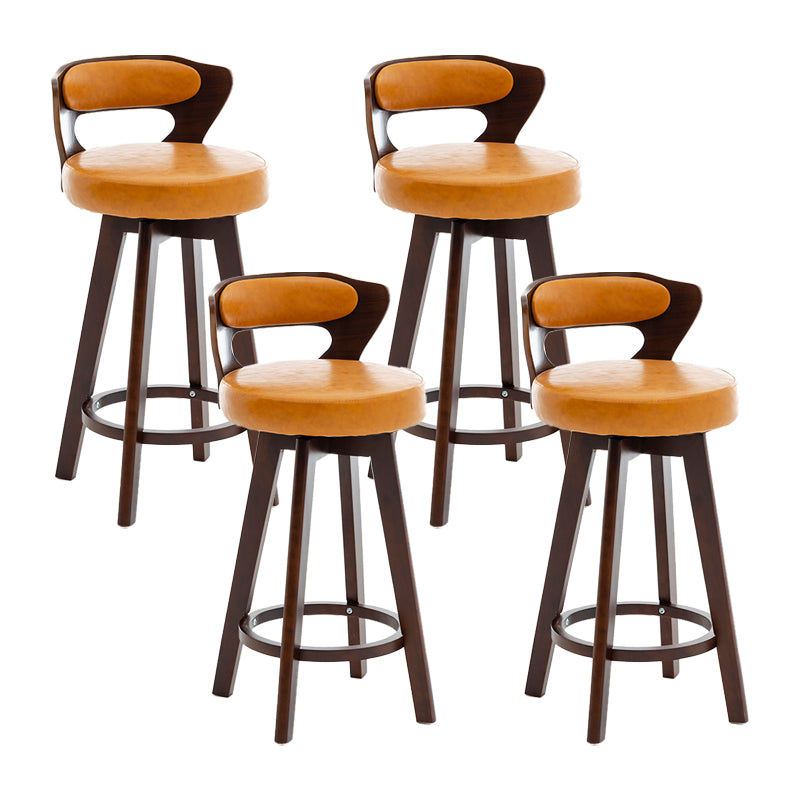 Contemporary Counter Round Bar Stool Armless Wood Bar Stool with Footrest